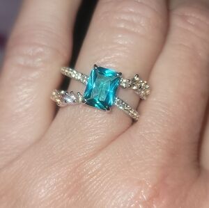 BP Lab Created Paraiba Tourmaline .925 Sterling Silver Ring Size 6